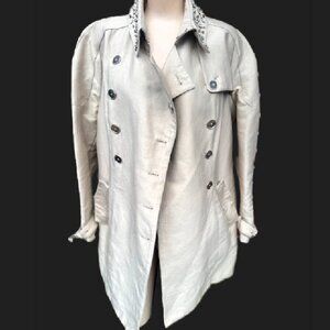Ladies Sam Edelman Studded Collar Trench Coat XL Peowned